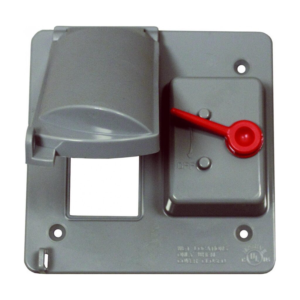2-Gang Plastic GFCI/Toggle Combo — Gray