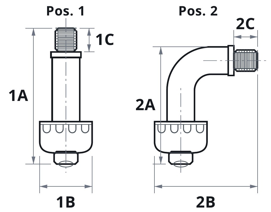 Multi-Angle Liquid Tight Connector, 3/4" — Gray - dimensional drawing