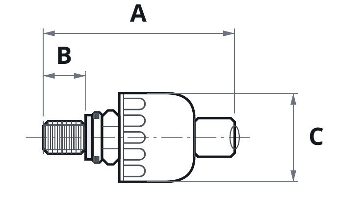 Straight Liquid Tight Connector, 1-1/4" — Gray - dimensional drawing