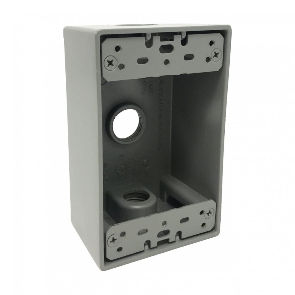 1-Gang Rectangular Box (3) 1/2" Holes — Gray