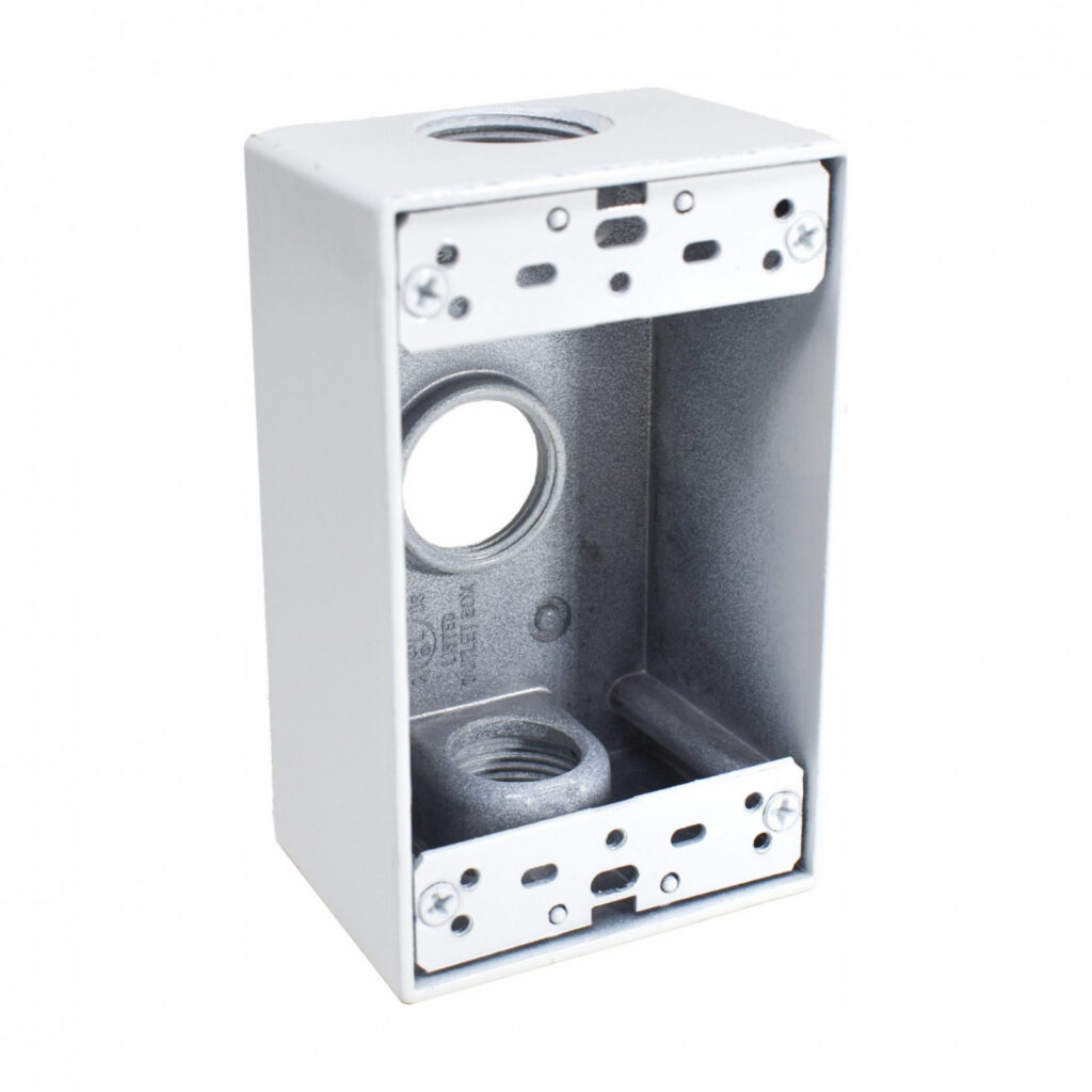 1-Gang Rectangular Box (3) 3/4" Holes — White