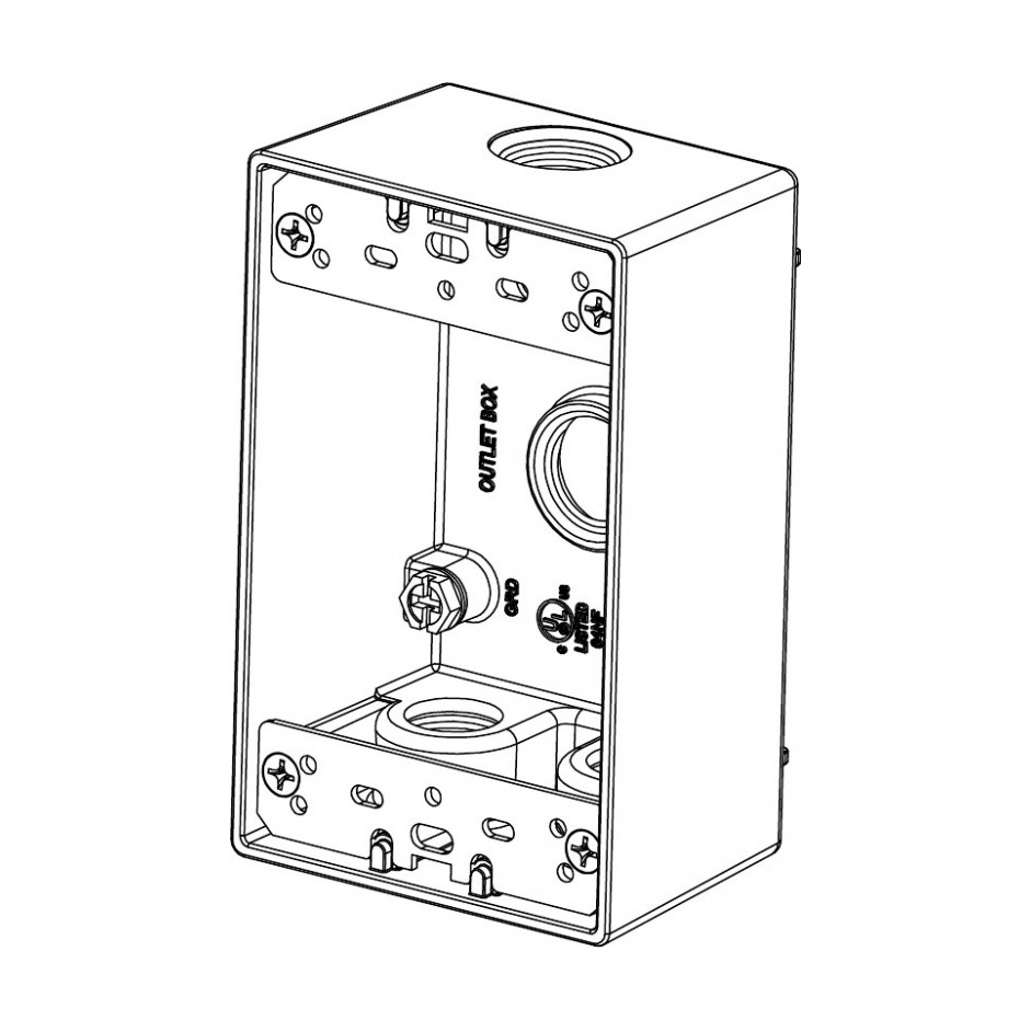 1-Gang Rectangular Box (4) 1/2" Holes — Gray