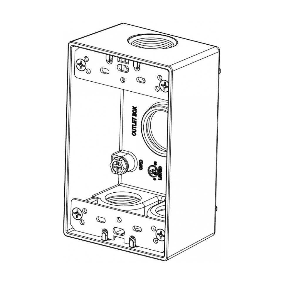 1-Gang Rectangular Box (4) 3/4" Holes