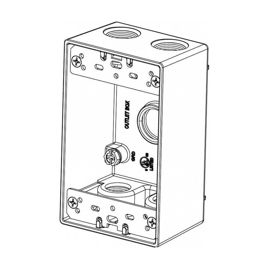 1-Gang Rectangular Box (5) 1/2" Holes