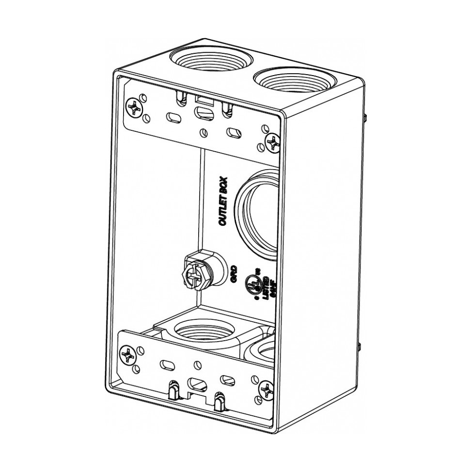1-Gang Rectangular Box (5) 3/4" Holes