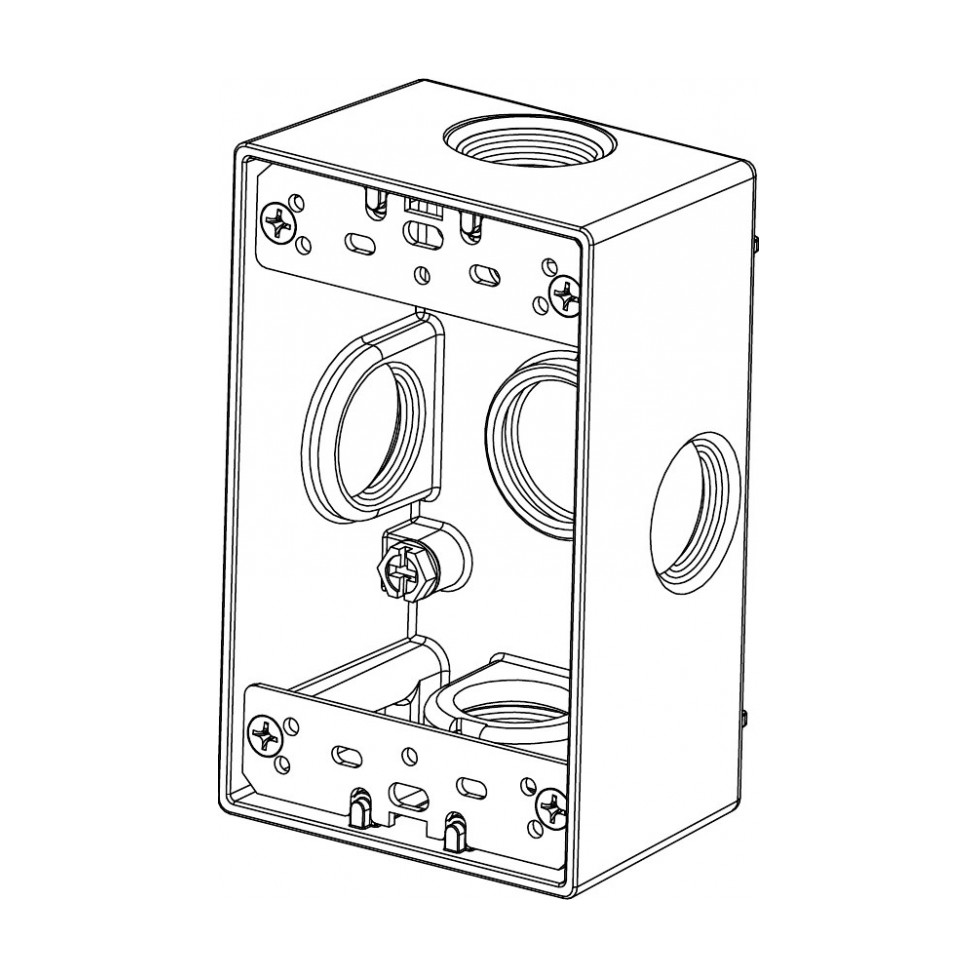 1-Gang Rectangular Box (5) 3/4" Holes Side Lug