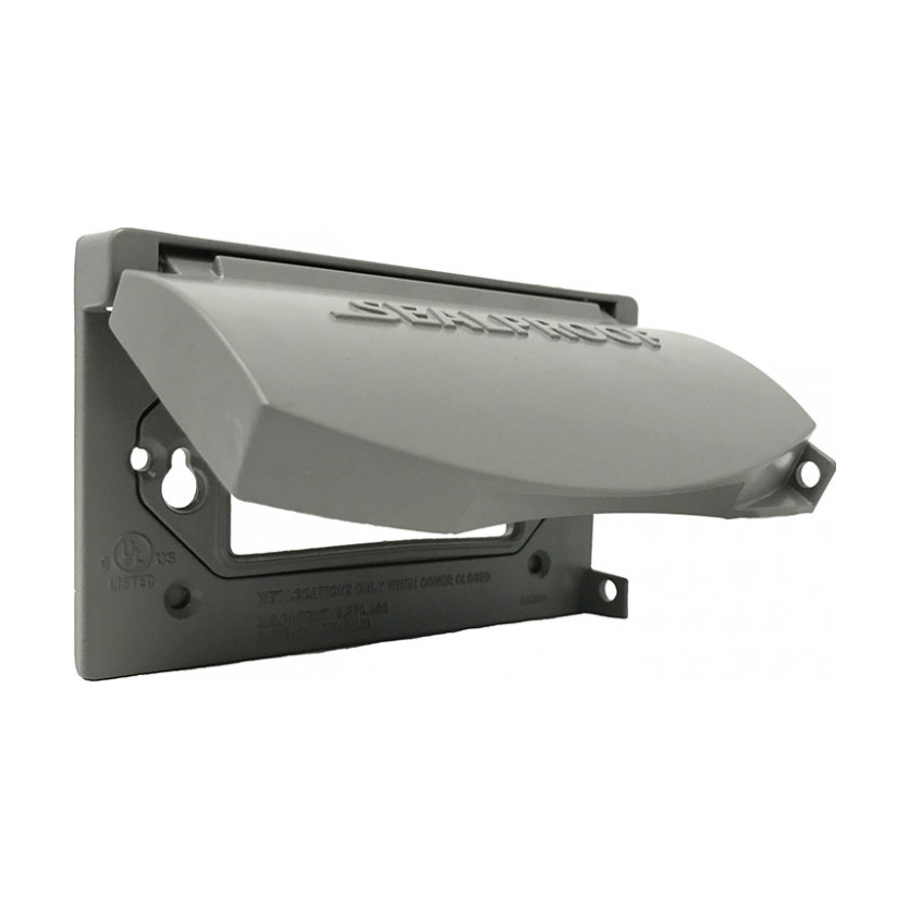 1-Gang Weatherproof Box Cover 10 in 1 Horizontal — Gray