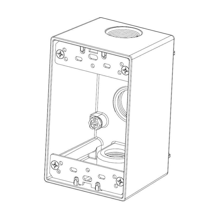 1-Gang Rectangular Deep Box (3) 3/4" Holes — Gray