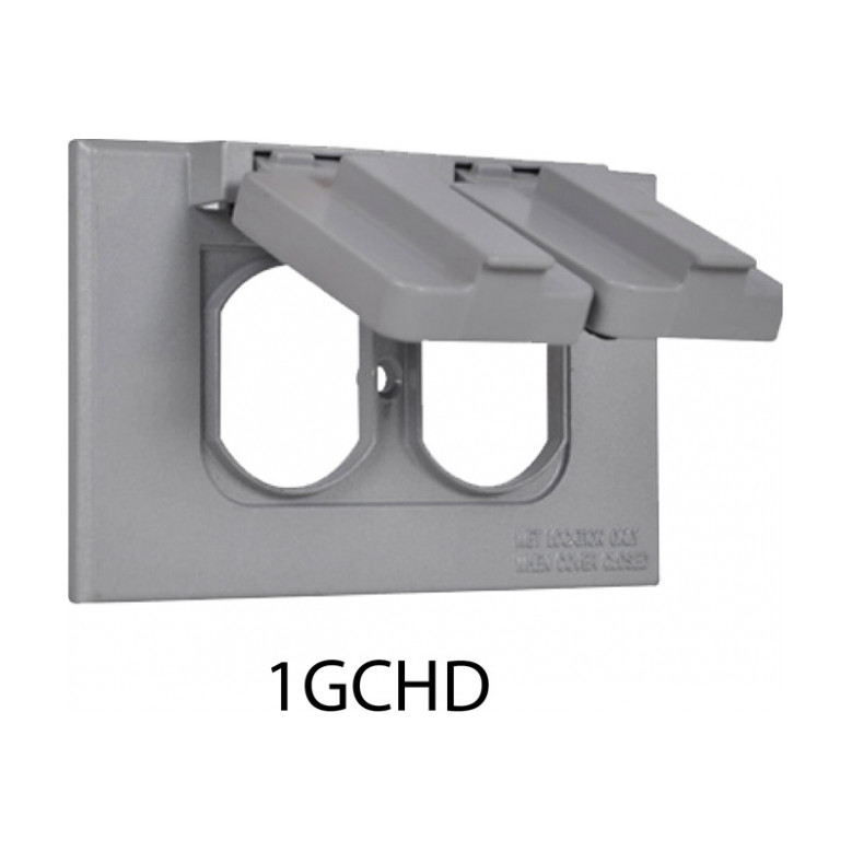 Horizontal Duplex Weatherproof Box Cover — Gray