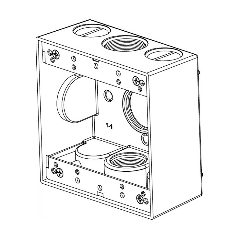 2-Gang Box (3) 1" Holes