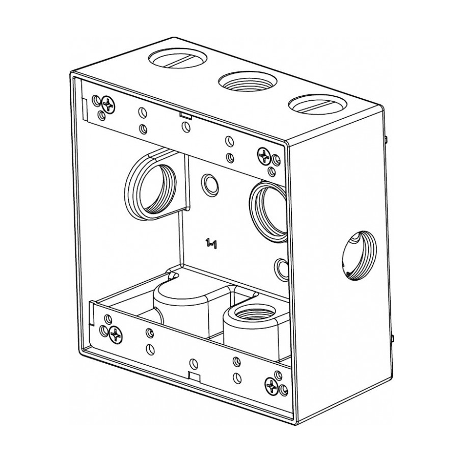 2-Gang Box (5) 1/2" Holes Side Lug