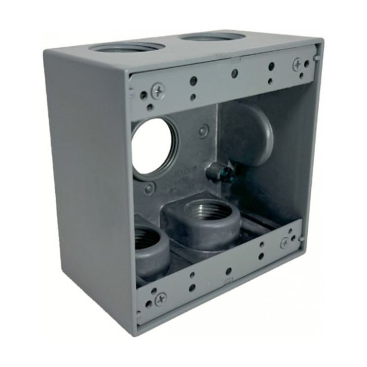 2-Gang Deep Box (5) 3/4" Holes