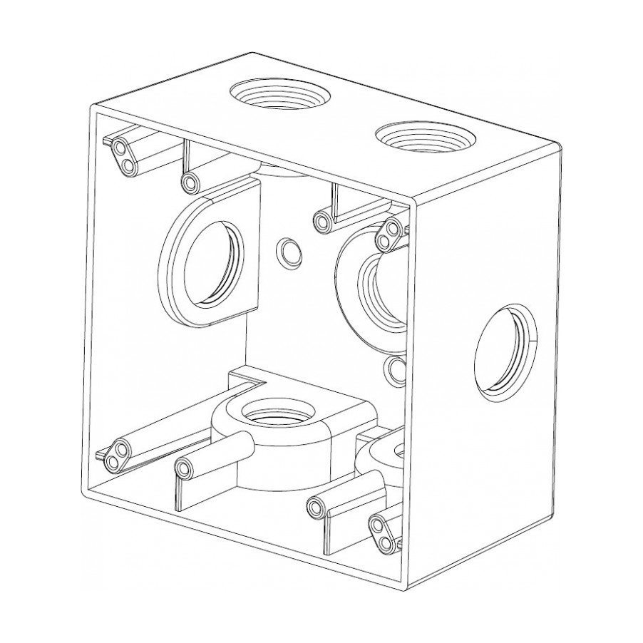 2-Gang Deep Box (7) 3/4" Holes Side Lug