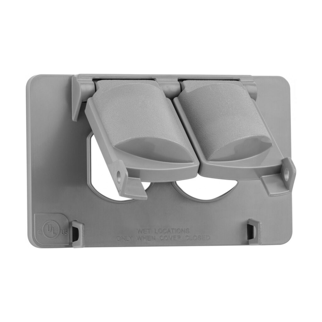 1-Gang Plastic Horizontal Lockable Duplex Cover — Gray