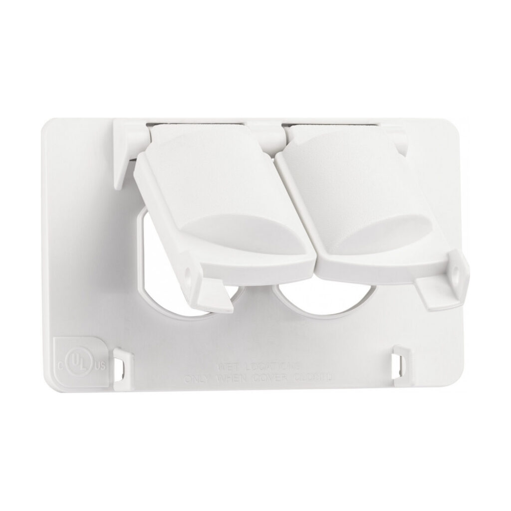 1-Gang Plastic Horizontal Lockable Duplex Cover — White