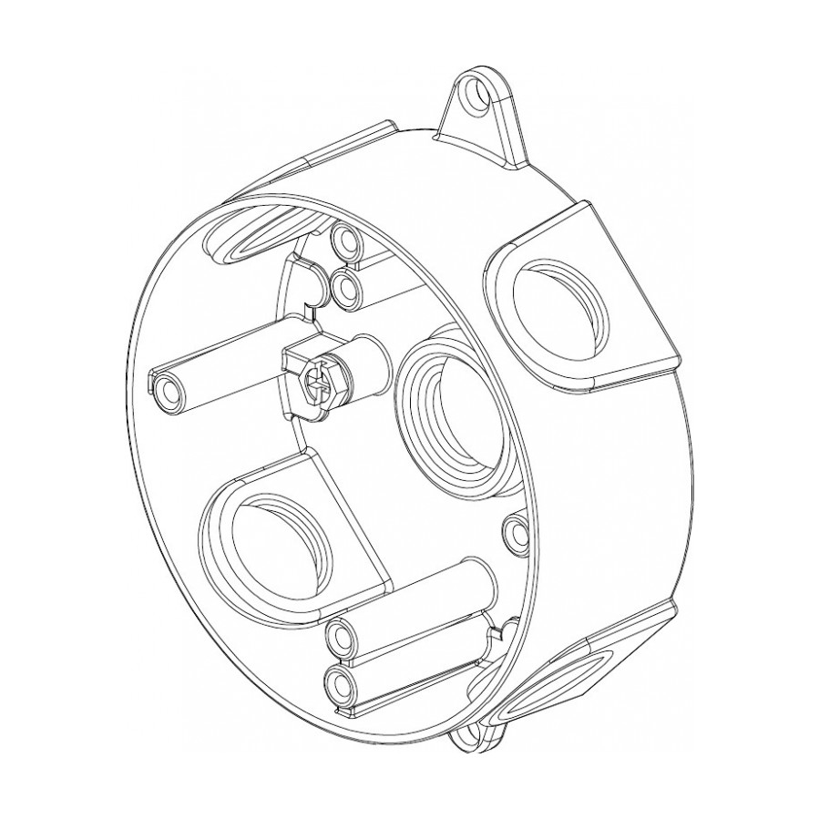 Round Box (5) 1/2" Holes — Black