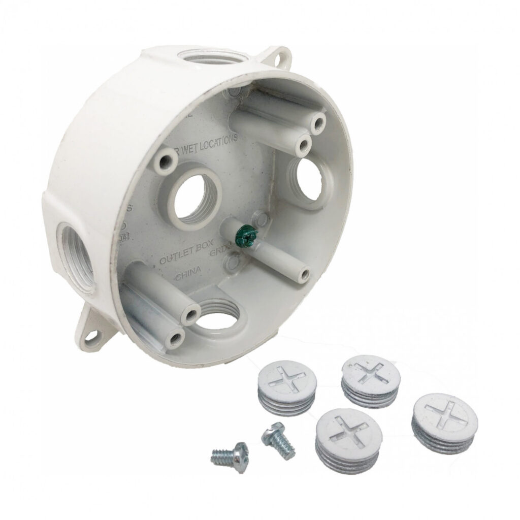 Round Box (5) 1/2" Holes — White